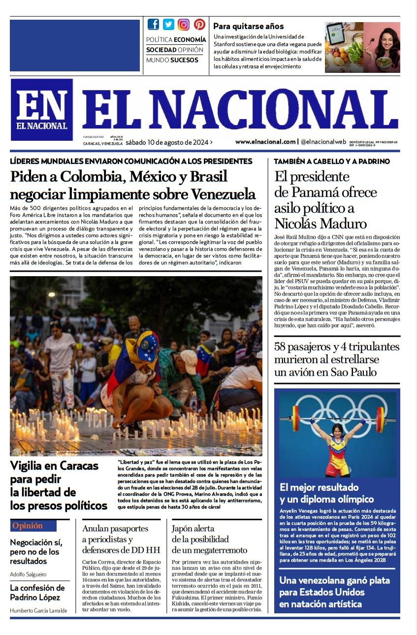 Portadas de este sábado 10 de agosto de 2024