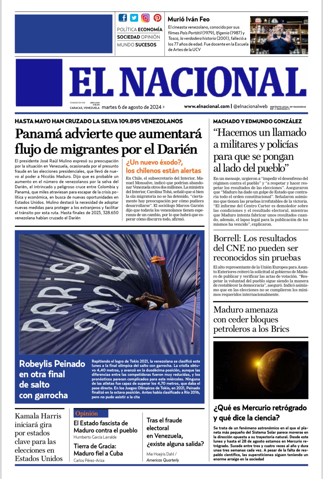 Portadas de este martes 6 de agosto de 2024