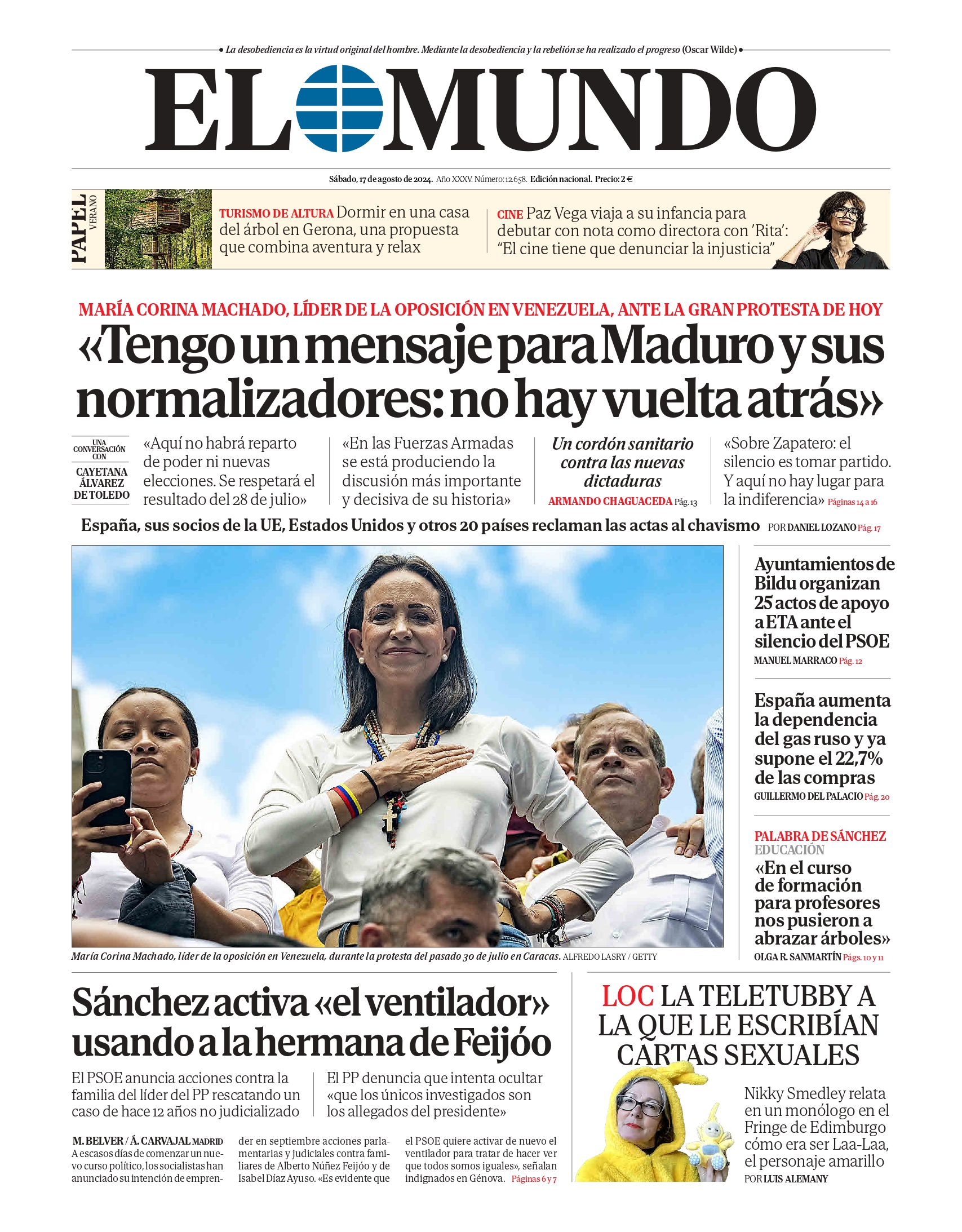 Portadas de la prensa internacional de este sábado 17 de agosto de 2024