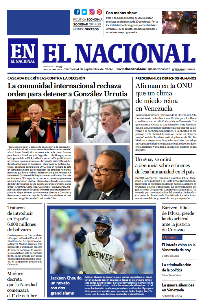 Portadas de este miércoles 4 de septiembre de 2024