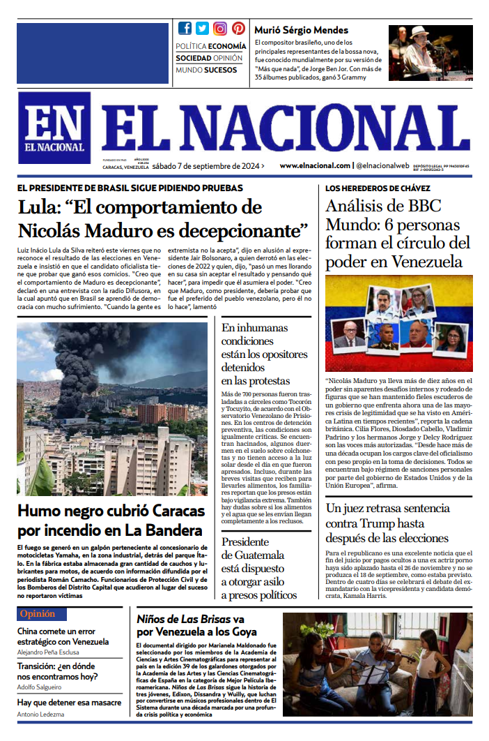 Portadas de este sábado 7 de septiembre de 2024