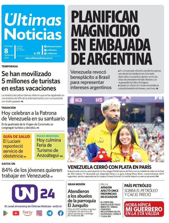 Portadas de este domingo 8 de septiembre de 2024