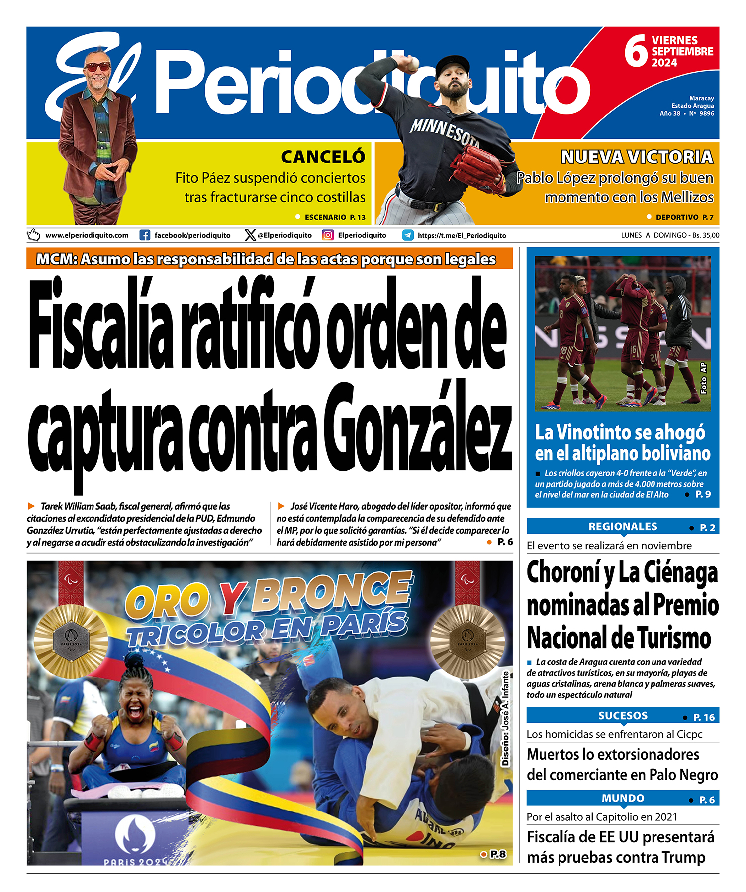 Portadas de este viernes 6 de septiembre de 2024