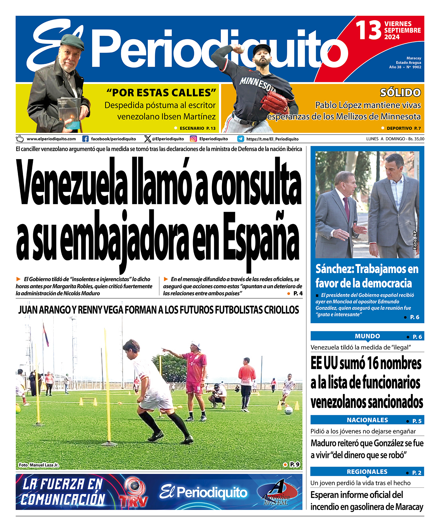 Portadas de este viernes 13 de septiembre de 2024