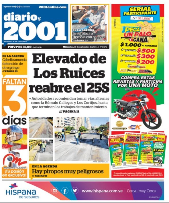 Portadas de este miércoles 18 de septiembre de 2024