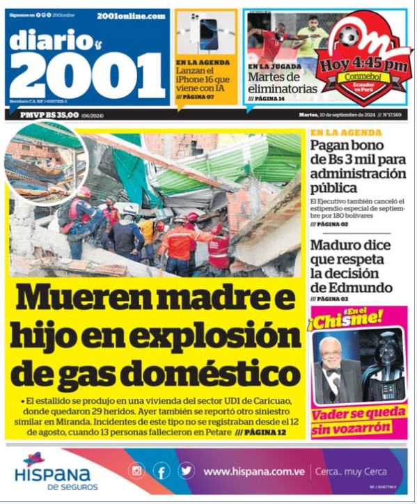 Portadas de este martes 10 de septiembre de 2024