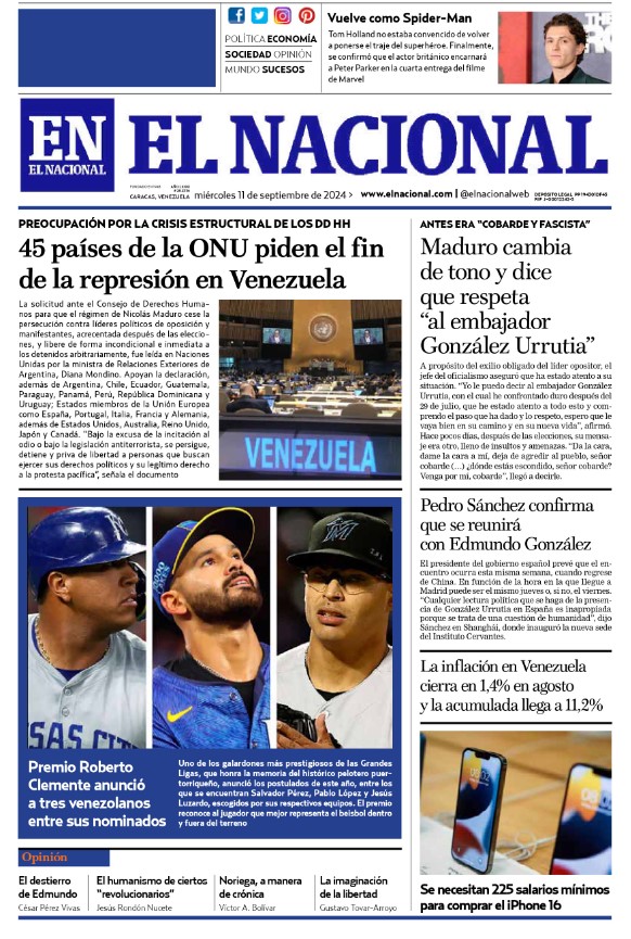 Portadas de este miércoles 11 de septiembre de 2024