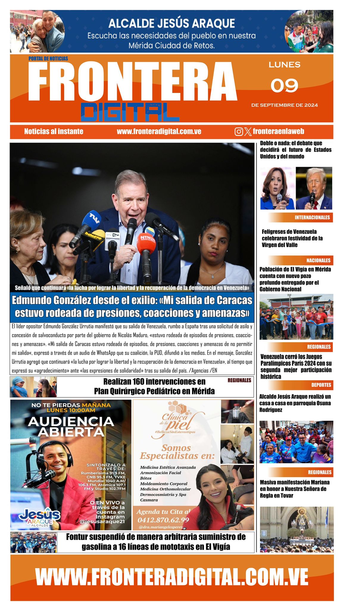 Portadas de este lunes 9 de septiembre de 2024