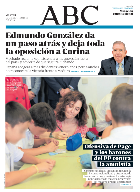 Portadas de la prensa internacional de este martes 10 de septiembre de 2024