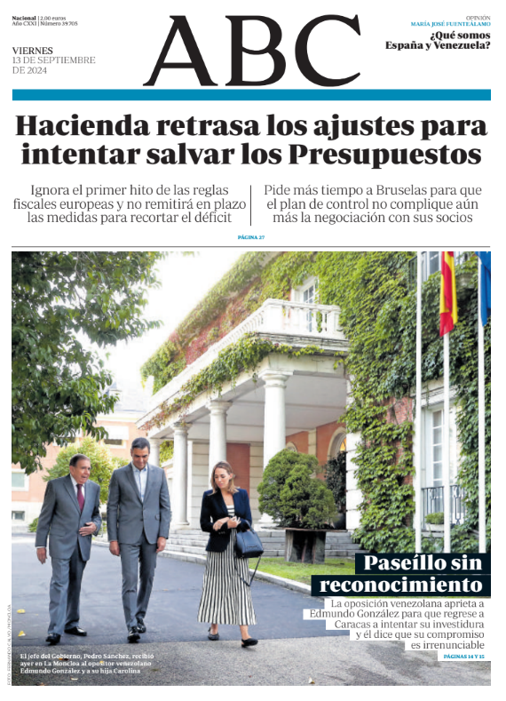 Portadas de la prensa internacional de este viernes 13 de septiembre de 2024