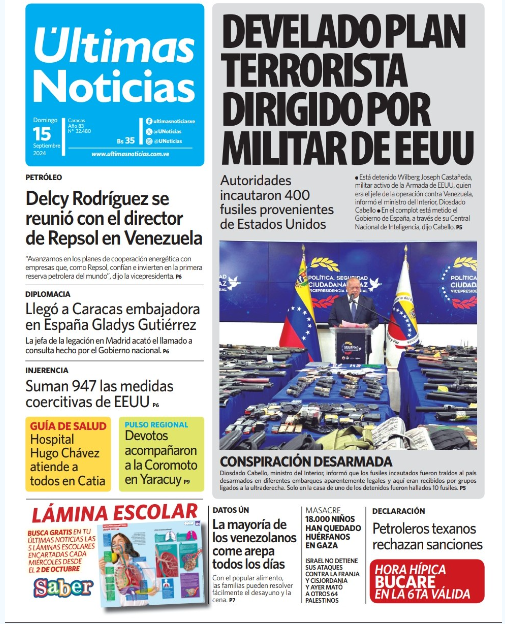 Portadas de este domingo 15 de septiembre de 2024