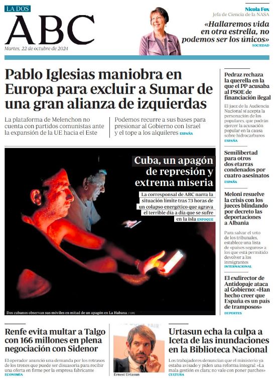 Portadas de la prensa internacional de este martes 22 de octubre de 2024