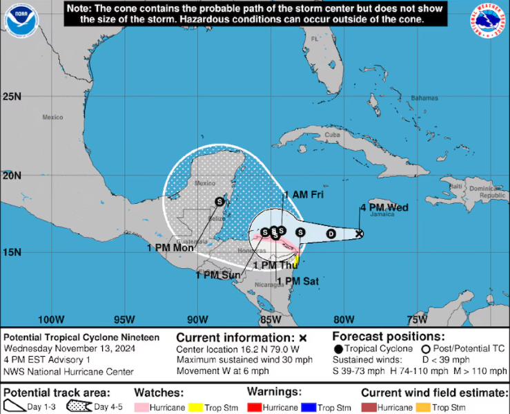 Nueva alerta en el Caribe: ciclón tropical 19 podría convertirse en tormenta Sara y amenazar Florida