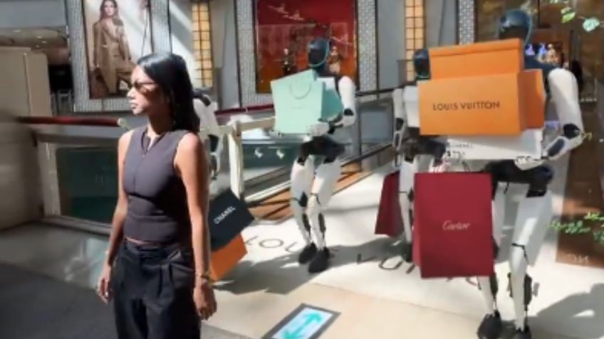 Mujer se hace viral por ir de compras con robots Tesla que cargan sus bolsas: ¿inteligencia artificial o realidad?