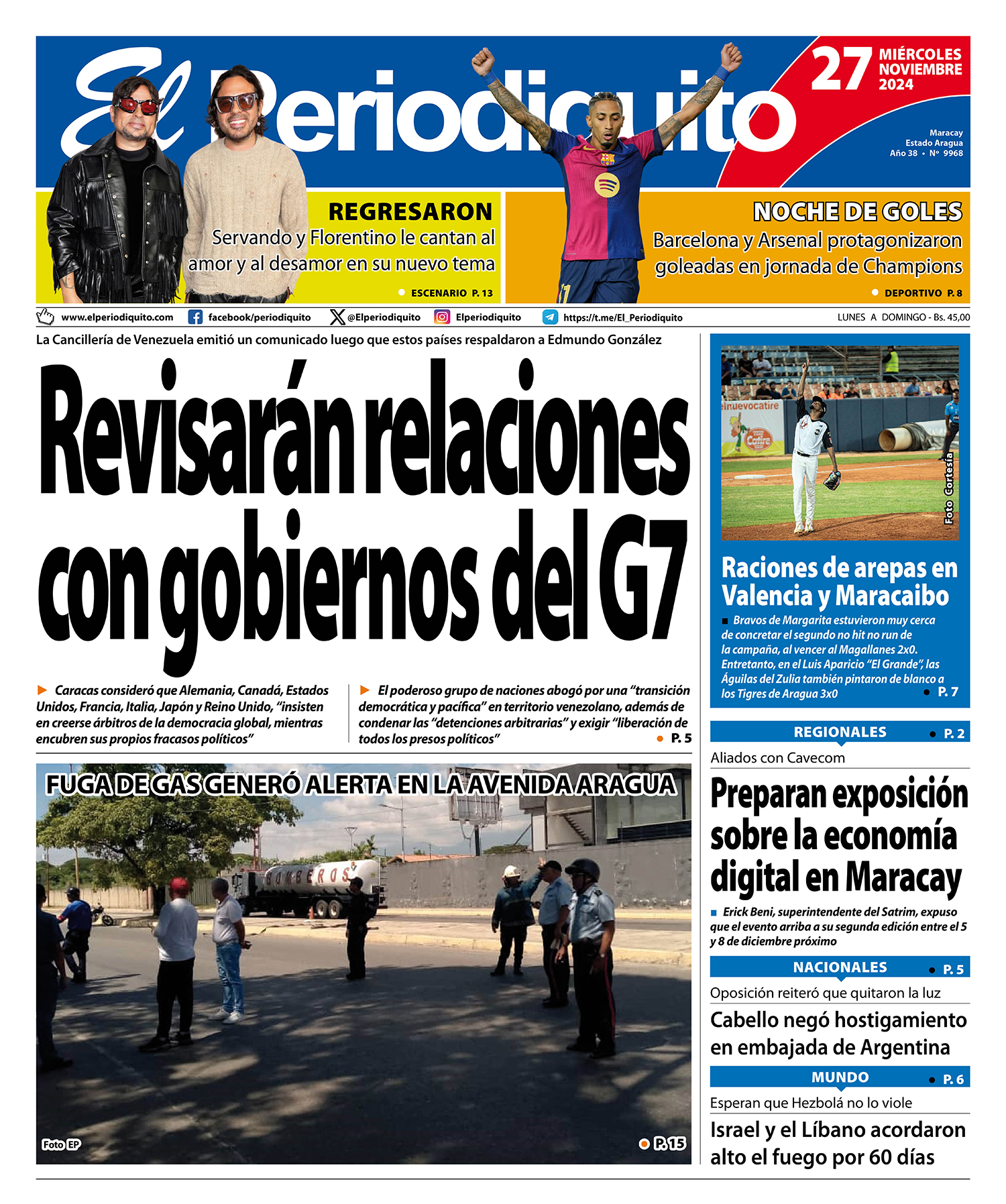 Portadas de este miércoles 27 de noviembre de 2024