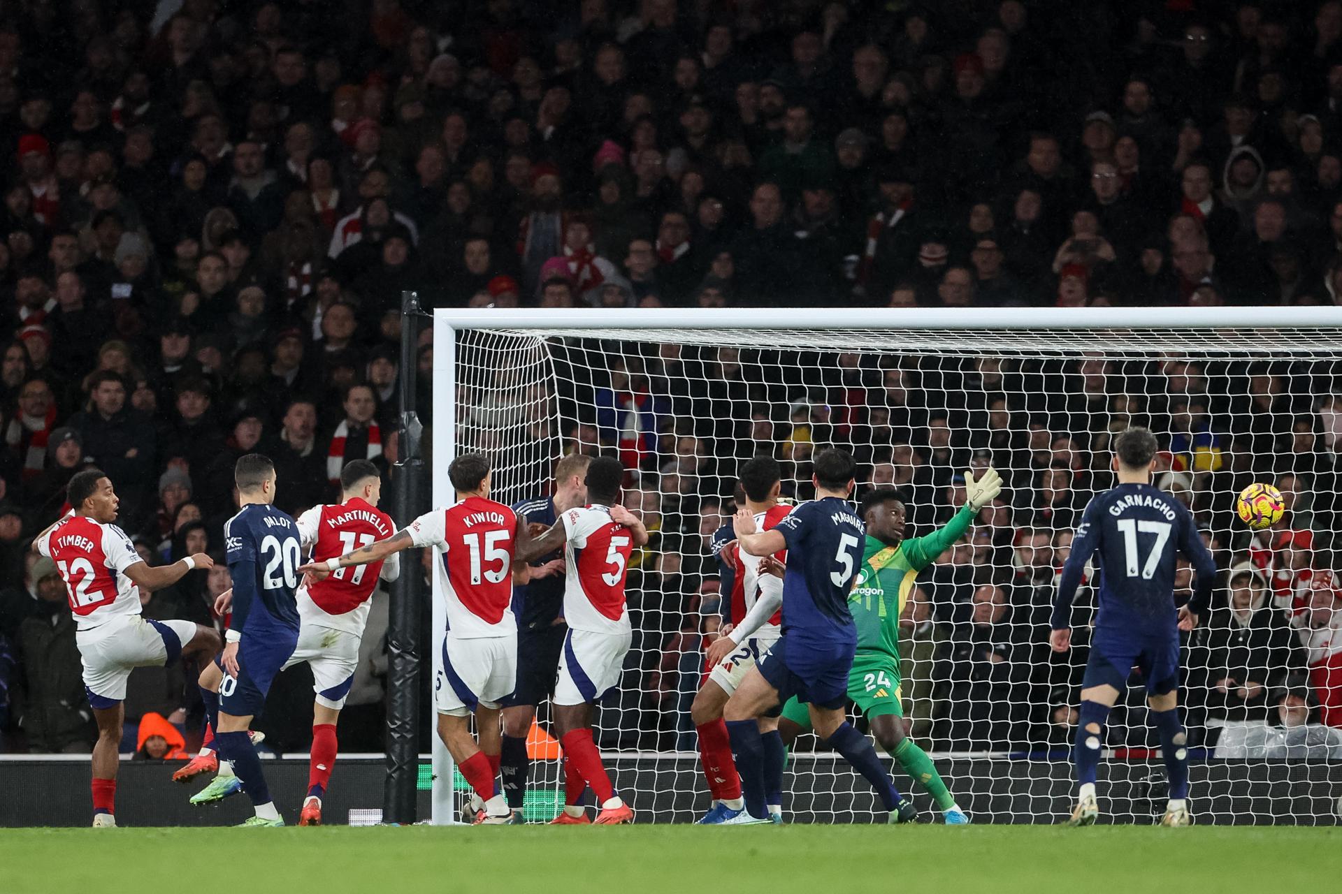 Arsenal propinó la primera derrota al Manchester United de Amorim con dos tiros de esquina