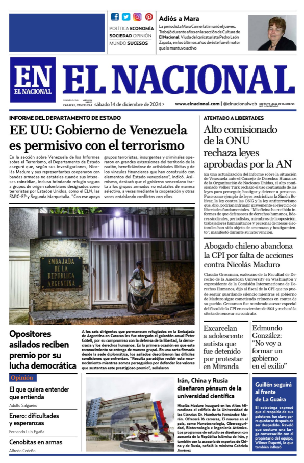 Portadas de este sábado 14 de diciembre de 2024