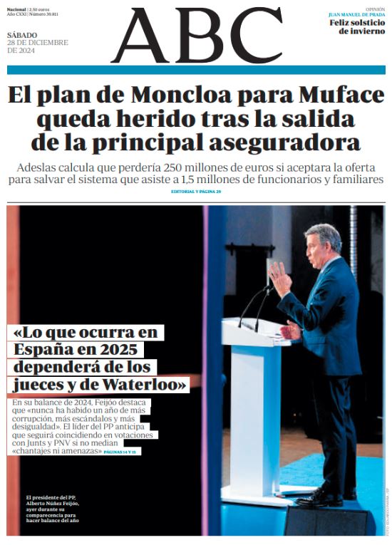 Portadas de la prensa internacional de este sábado 28 de diciembre de 2024