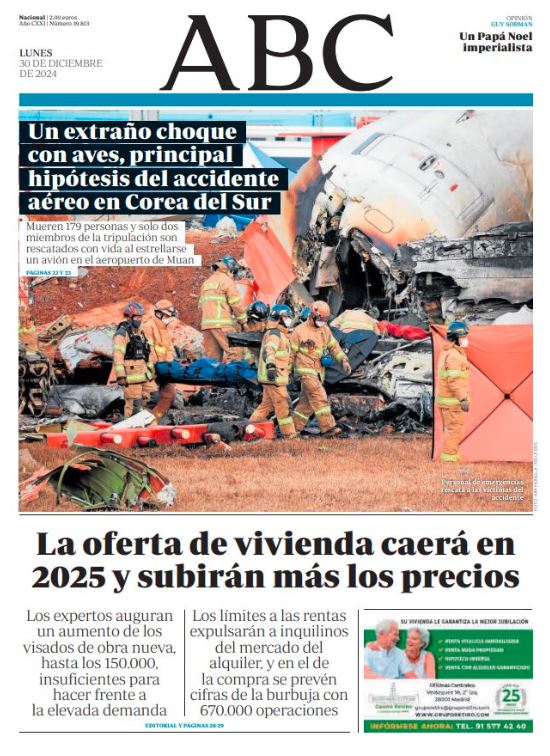 Portadas de la prensa internacional de este lunes 30 de diciembre de 2024