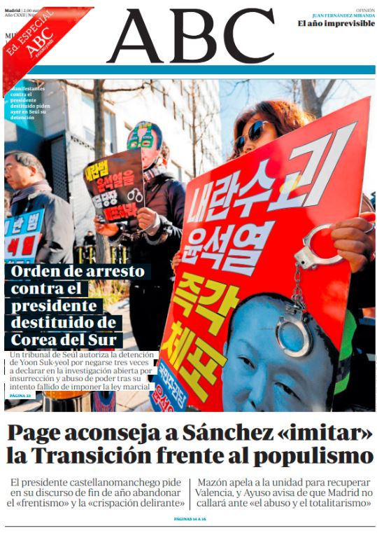 Portadas de la prensa internacional de este miércoles 1 de enero de 2025