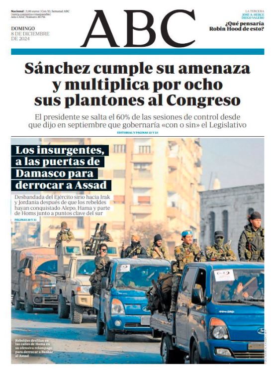 Portadas de la prensa internacional de este domingo 8 de diciembre de 2024