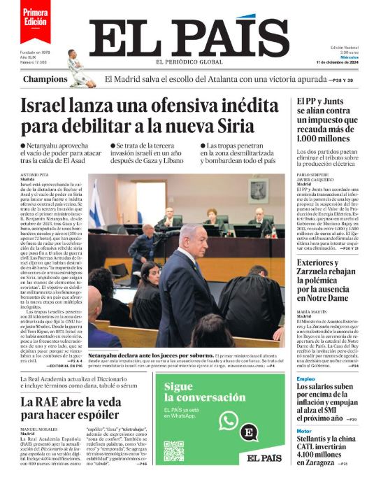 Portadas de la prensa internacional de este miércoles 11 de diciembre de 2024