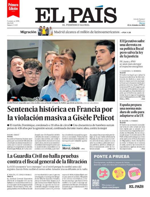 Portadas de la prensa internacional de este viernes 20 de diciembre de 2024