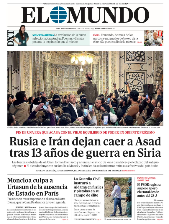 Portadas de la prensa internacional de este lunes 9 de diciembre de 2024