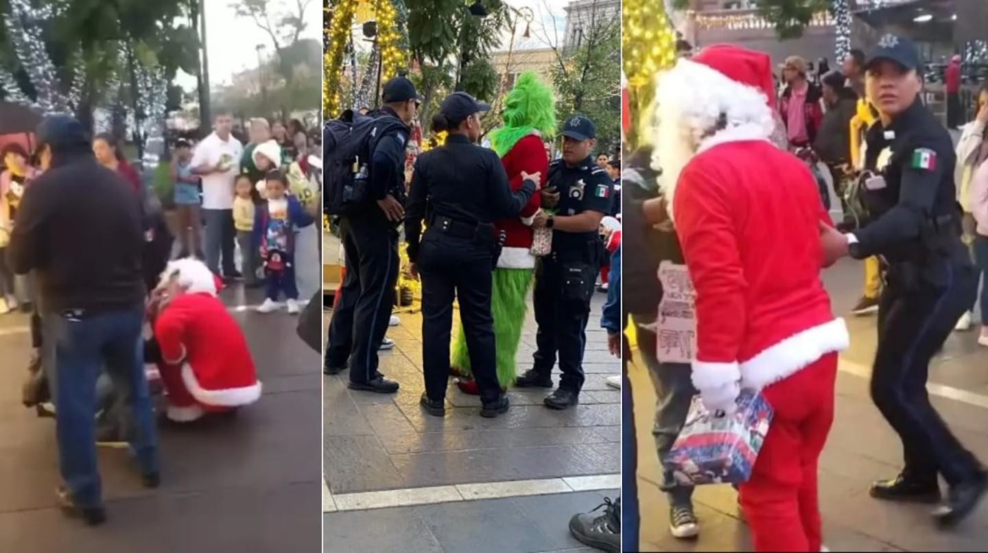 Santa Claus y el Grinch se fueron a los golpes en plena calle y todo terminó de la peor manera (VIDEO)