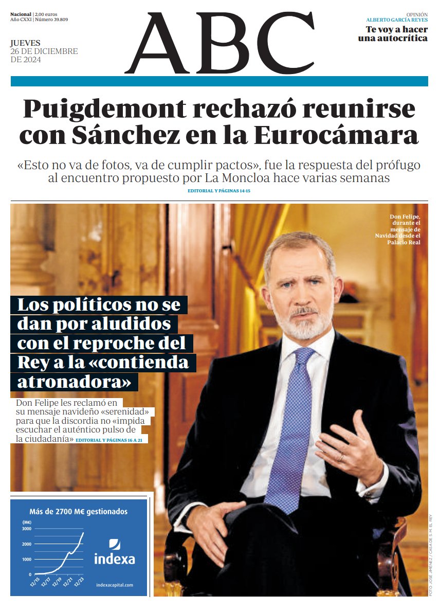 Portadas de la prensa internacional de este jueves 26 de diciembre de 2024