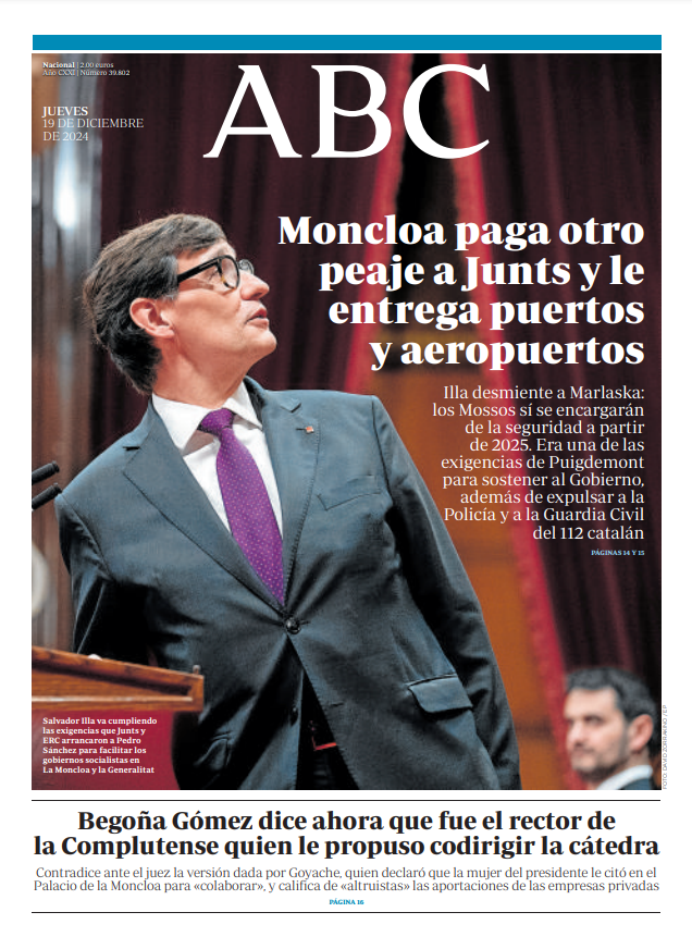 Portadas de la prensa internacional de este jueves 19 de diciembre de 2024