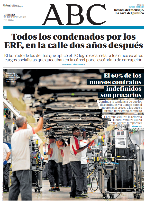 Portadas de la prensa internacional de este viernes 27 de diciembre de 2024