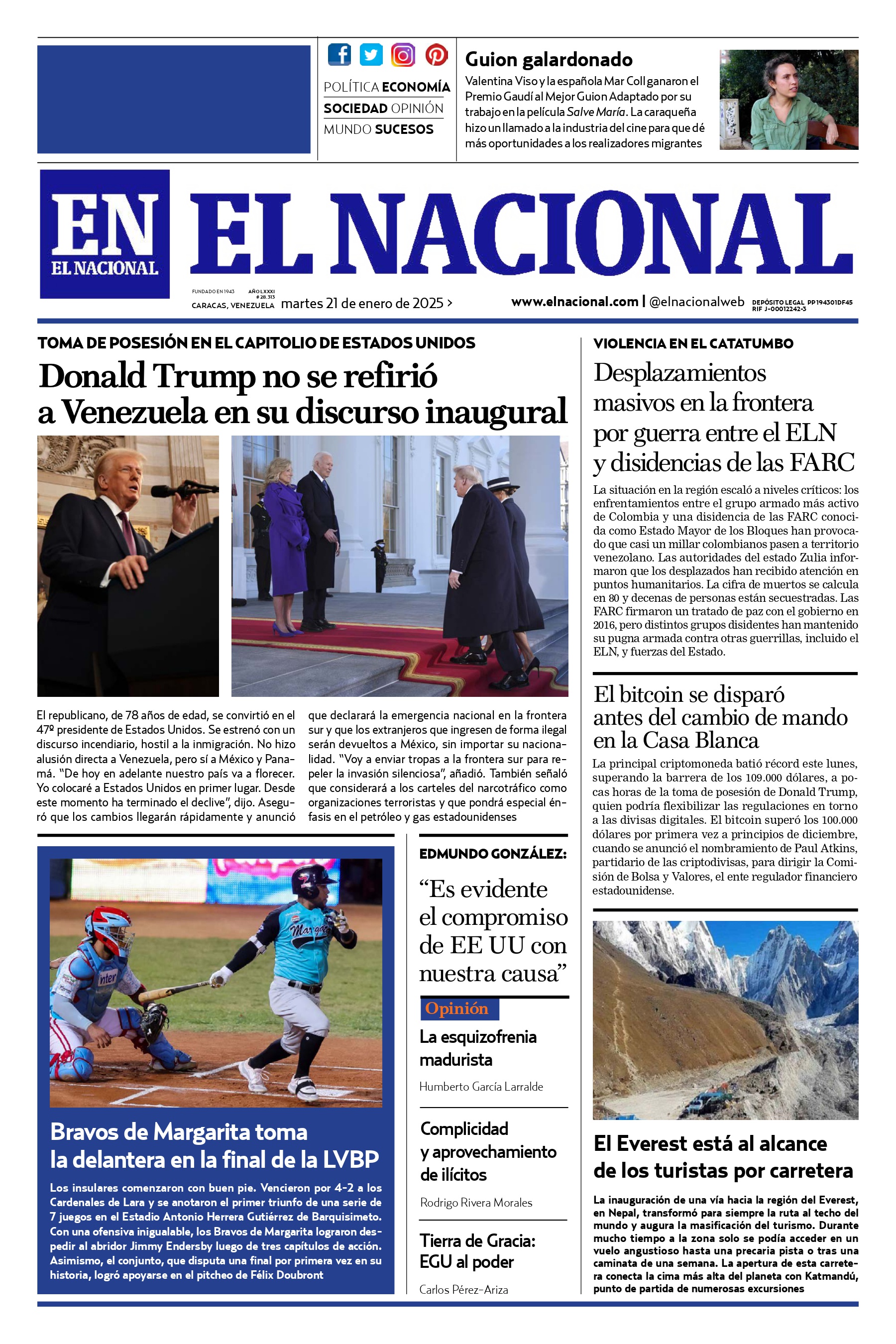 Portadas de este martes 21 de enero de 2025