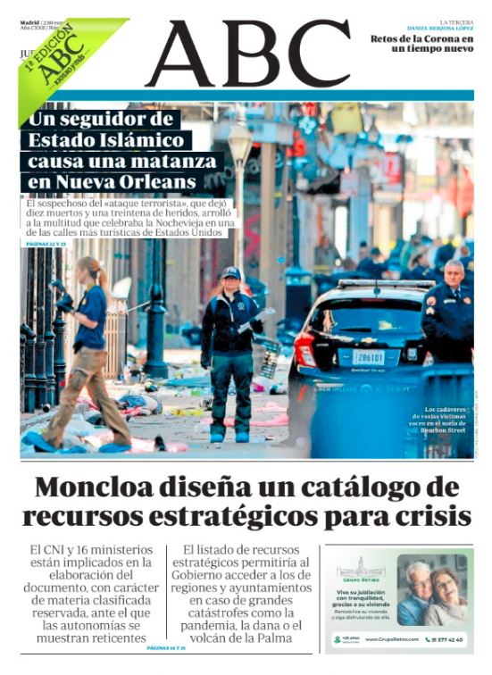 Portadas de la prensa internacional de este jueves 2 de enero de 2025