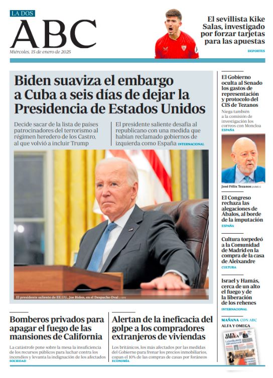 Portadas de la prensa internacional de este miércoles 15 de enero de 2025