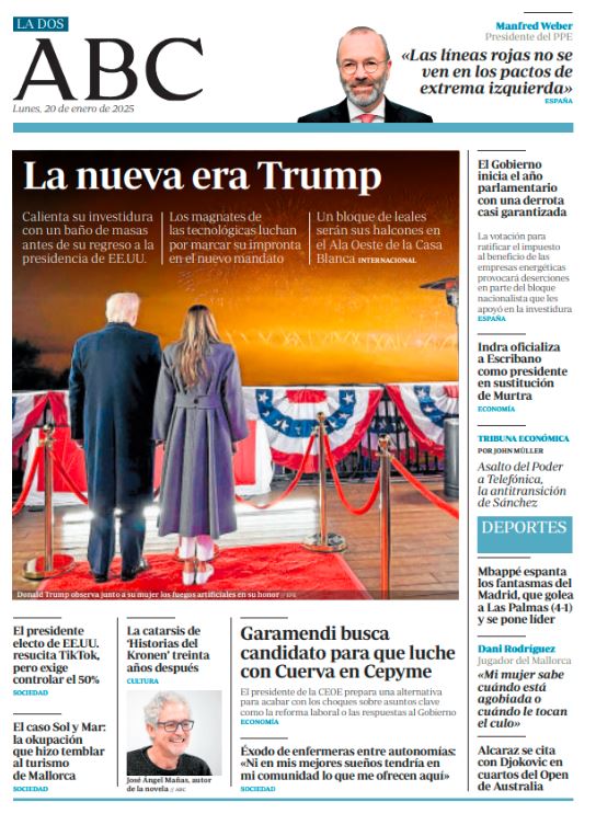 Portadas de la prensa internacional de este lunes 20 de enero de 2025