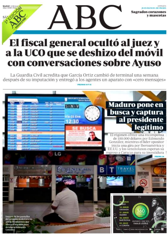 Portadas de la prensa internacional de este sábado 4 de enero de 2025