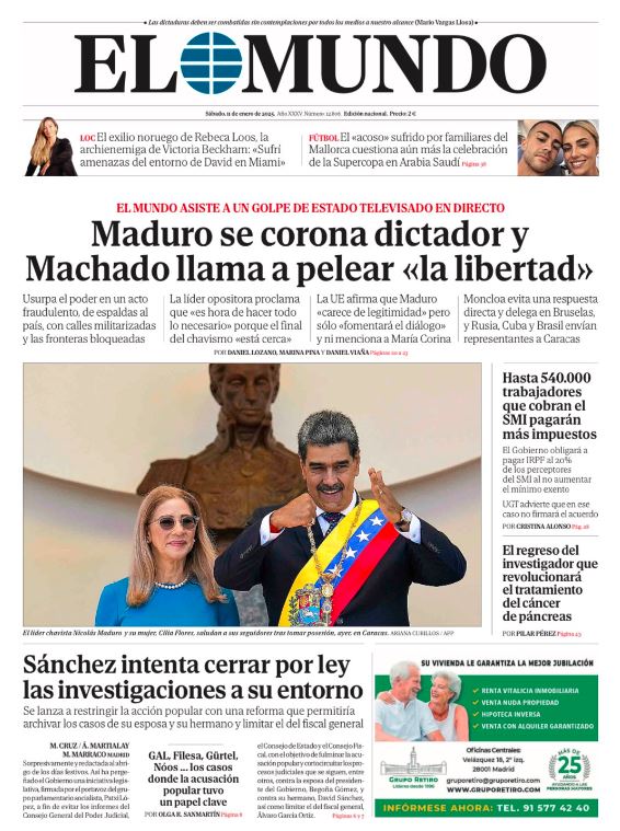 Portadas de la prensa internacional de este sábado 11 de enero de 2025