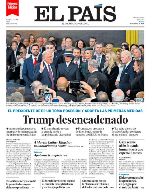 Portadas de la prensa internacional de este martes 21 de enero de 2025