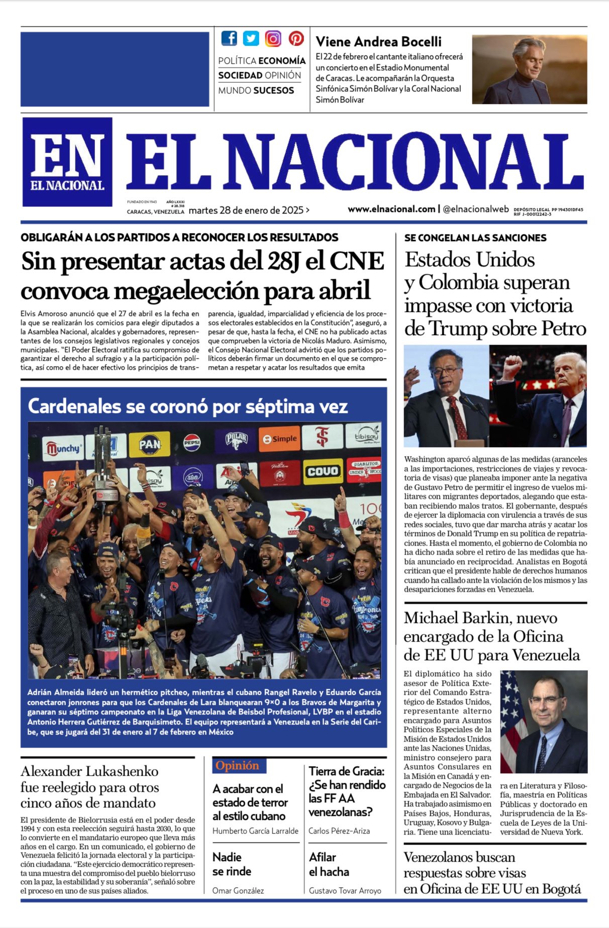 Portadas de este martes 28 de enero de 2025