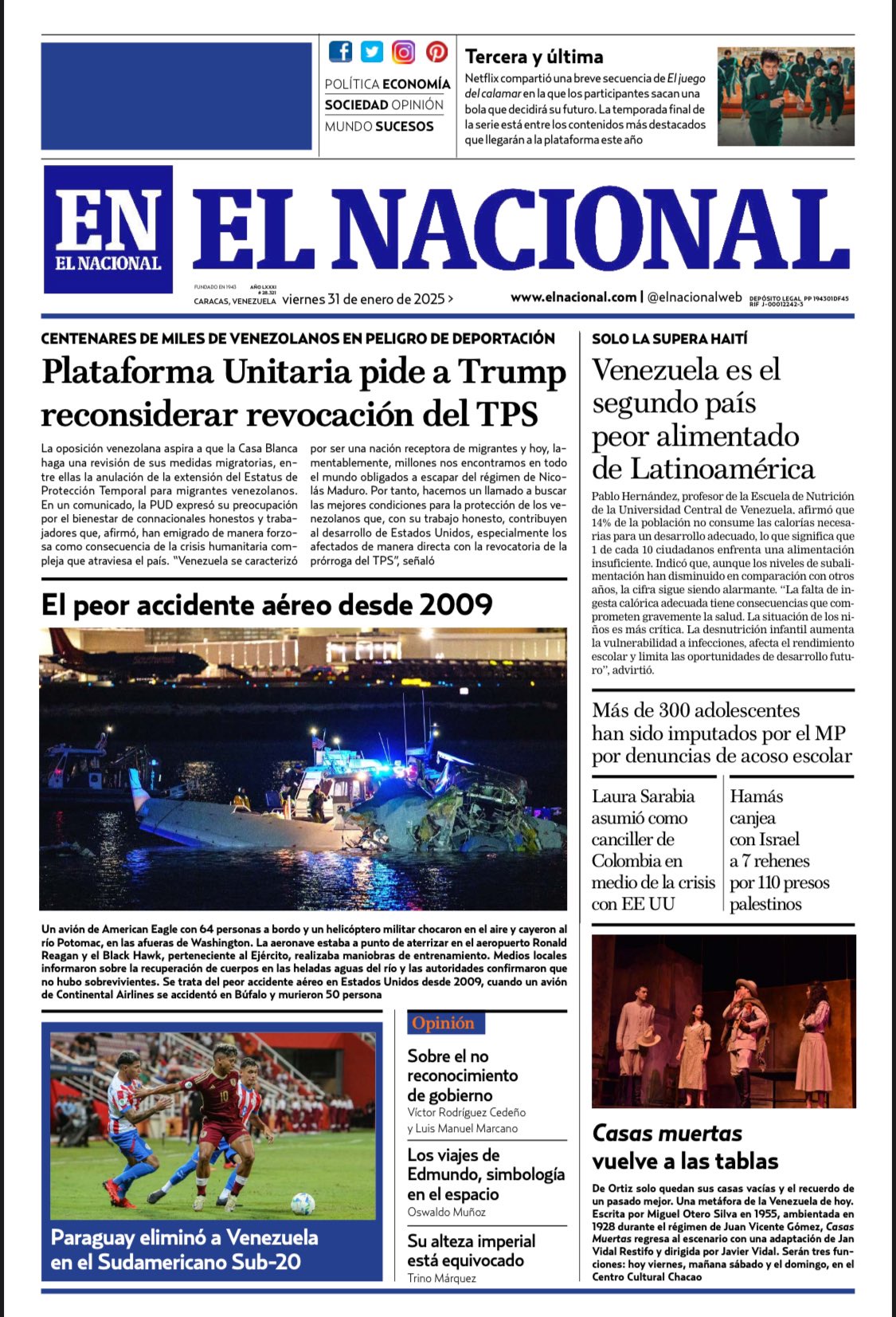 Portadas de este viernes 31 de enero de 2025