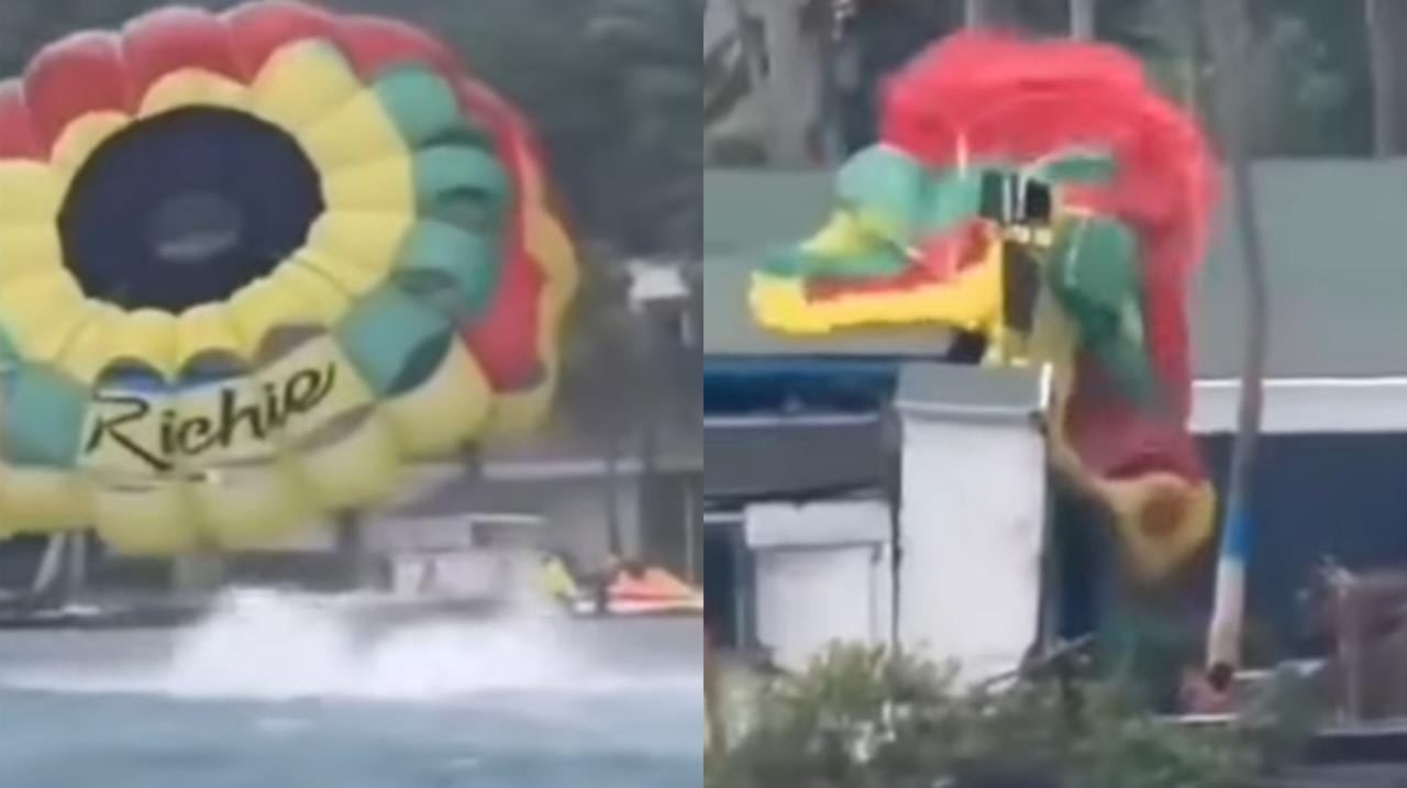 VIDEO: Pareja de turistas escapó de la muerte tras romperse la cuerda del parasail en el que iban