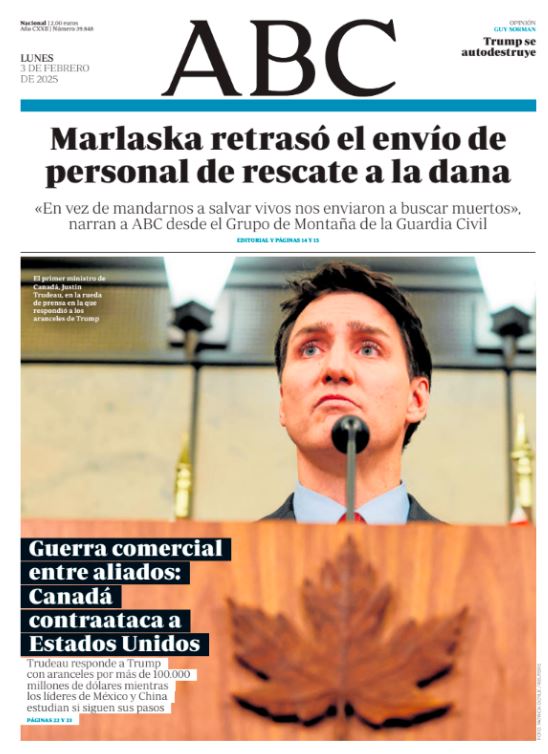 Portadas de la prensa internacional de este lunes 3 de febrero de 2025